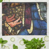 ステンドグラスのヴィンテージクリスマス出生シーン キッチンタオル (折り畳み)