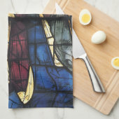 ステンドグラスのヴィンテージクリスマス出生シーン キッチンタオル (四つ折り)