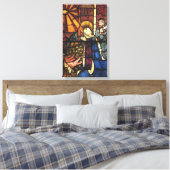 ステンドグラスのヴィンテージクリスマス出生シーン キャンバスプリント (インサイチュ (寝室))