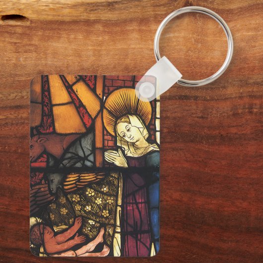 ステンドグラスのヴィンテージクリスマス出生シーン キーホルダー (裏面)