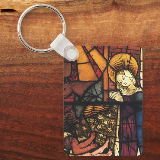 ステンドグラスのヴィンテージクリスマス出生シーン キーホルダー (正面)