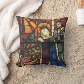 ステンドグラスのヴィンテージクリスマス出生シーン クッション (ブランケット)