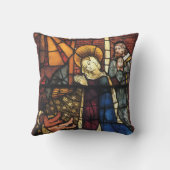 ステンドグラスのヴィンテージクリスマス出生シーン クッション (裏面)