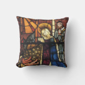 ステンドグラスのヴィンテージクリスマス出生シーン クッション (正面)