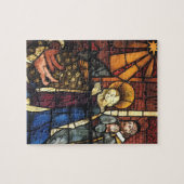 ステンドグラスのヴィンテージクリスマス出生シーン ジグソーパズル (横)