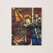 ステンドグラスのヴィンテージクリスマス出生シーン ジグソーパズル (縦)