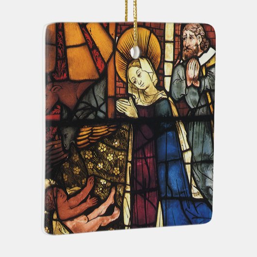 ステンドグラスのヴィンテージクリスマス出生シーン セラミックオーナメント (右)