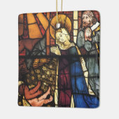 ステンドグラスのヴィンテージクリスマス出生シーン セラミックオーナメント (左)