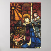 ステンドグラスのヴィンテージクリスマス出生シーン ポスター (正面)