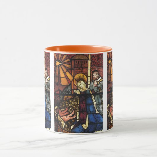 ステンドグラスのヴィンテージクリスマス出生シーン マグカップ (中央)