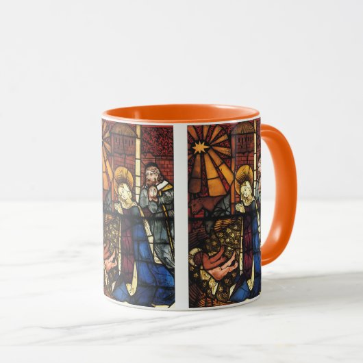 ステンドグラスのヴィンテージクリスマス出生シーン マグカップ (正面右)