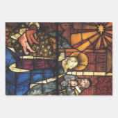 ステンドグラスのヴィンテージクリスマス出生シーン ラッピングペーパーシート (正面2)