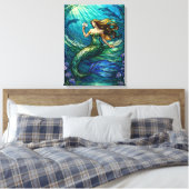 ステンドグラスの人魚アート キャンバスプリント (インサイチュ (寝室))