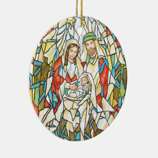 ステンドグラスの出生の絵画 セラミックオーナメント (右)