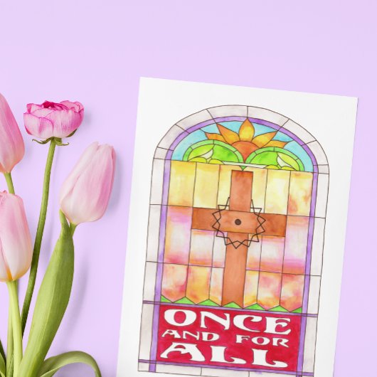 ステンドグラスの十字架 ポストカード