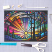ステンドグラスの夕日 薄葉紙 (クラフト)