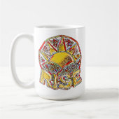 ステンドグラスの太陽が昇る~高揚感のあるメッセージ コーヒーマグカップ (左)