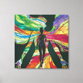 ステンドグラスの女性の緑のドレスのデジ鮮やかット キャンバスプリント (正面)