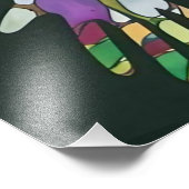 ステンドグラスの女性の緑のドレスのデジ鮮やかット フォトプリント            (角)