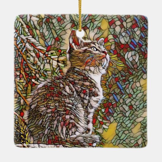 ステンドグラスの子猫 セラミックオーナメント (裏面)