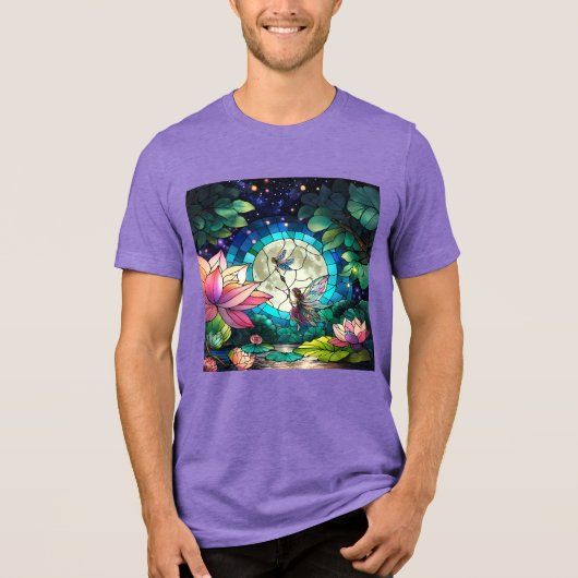 ステンドグラスの小さな妖精とトンボ トライブレンドＴシャツ (正面)