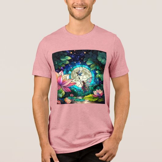 ステンドグラスの小さな妖精とトンボ トライブレンドＴシャツ (正面)