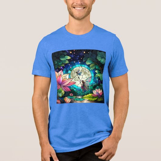 ステンドグラスの小さな妖精とトンボ トライブレンドＴシャツ (正面)