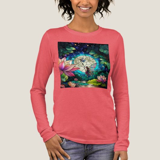 ステンドグラスの小さな妖精とトンボ トライブレンドＴシャツ (正面)