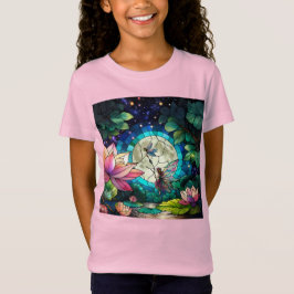 ステンドグラスの小さな妖精とトンボ Tシャツ