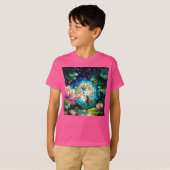 ステンドグラスの小さな妖精とトンボ Tシャツ (正面フル)