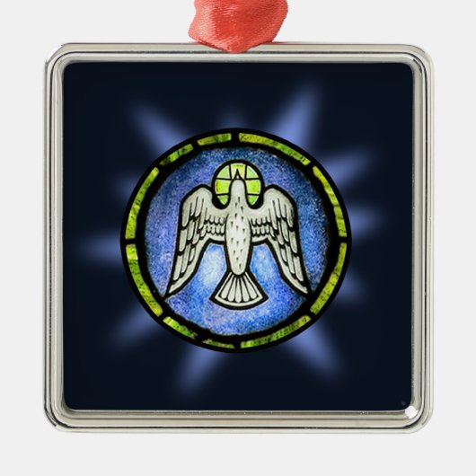 ステンドグラスの平和鳩のオーナメント メタルオーナメント (正面)