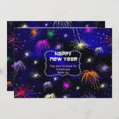 ステンドグラスの招待状の新年 招待状 (正面/裏面)