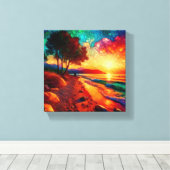 ステンドグラスの日没シーン キャンバスプリント (インサイチュ (ウッドフロア))