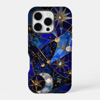 ステンドグラスの月夜の星空 iPhone 16 PROケース
