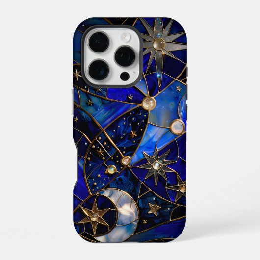 ステンドグラスの月夜の星空 iPhoneケース (裏面)