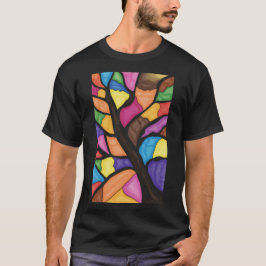 ステンドグラスの木のアート Tシャツ
