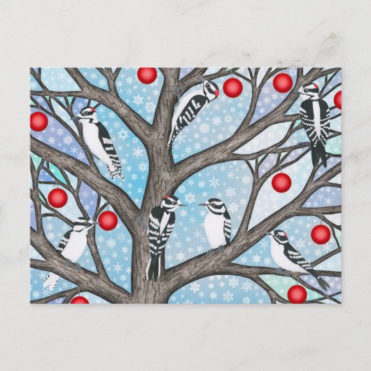 ステンドグラスの木のクリスマス シーズンポストカード (正面)