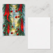 ステンドグラスの松とリボンの予算クリスマス ノートカード (正面/裏面)