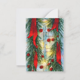 ステンドグラスの松とリボンの予算クリスマス ノートカード