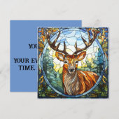 ステンドグラスの森の友達 鹿 招待状 (正面/裏面)