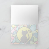 ステンドグラスの水彩画の黒の子猫の挨拶状 カード (内部)