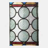 ステンドグラスの窓の円 キッチンタオル (縦)