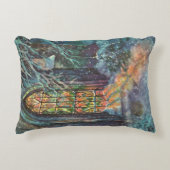 ステンドグラスの窓を持つヴィンテージクリスマス教会 アクセントクッション (正面)