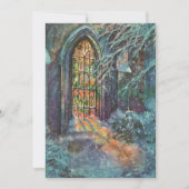 ステンドグラスの窓を持つヴィンテージクリスマス教会 シーズンカード (正面)