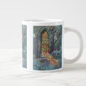 ステンドグラスの窓を持つヴィンテージクリスマス教会 ジャンボコーヒーマグカップ (右)