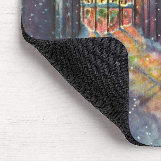 ステンドグラスの窓を持つヴィンテージクリスマス教会 マウスパッド (コーナー)