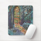 ステンドグラスの窓を持つヴィンテージクリスマス教会 マウスパッド (マウス)