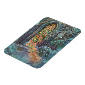 ステンドグラスの窓を持つヴィンテージクリスマス教会 マグネット (左側)