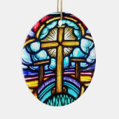 ステンドグラスの窓 十字架 キリスト教 クリスマス オーナメント (右)