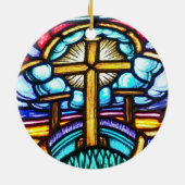 ステンドグラスの窓 十字架 キリスト教 クリスマス オーナメント (裏面)